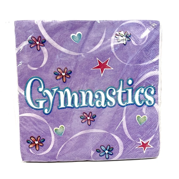 Vintage Y2K Purple Gymnastics Birthday Party Napkins Girl Flower Star Heart 2000 - Picture 3 of 7